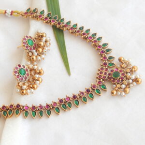 Dual-Tone Ruby Emerald Necklace