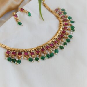 Regal Harmony Ruby-Emerald Necklace