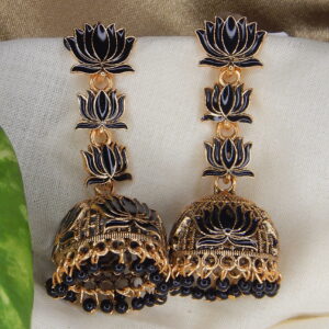 Lotus Noir Statement Jhumkas