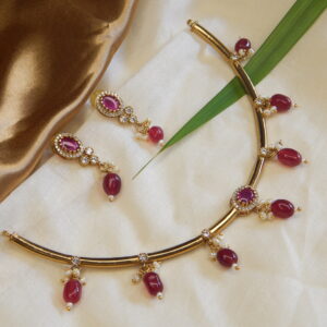 Ruby Cascade Drop Necklace Set