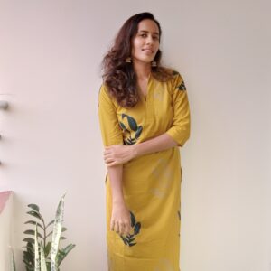 Golden Mustard Leaf Print Co-ord Set