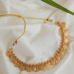 Coin Necklace Set — Antique Gold South Indian Temple Jewellery