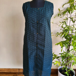 Teal Hakoba Football Print Cotton Kurta