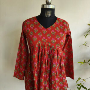 Scarlet Bloom Cotton Peplum Top