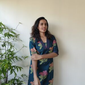 Teal Floral Cotton Kurta
